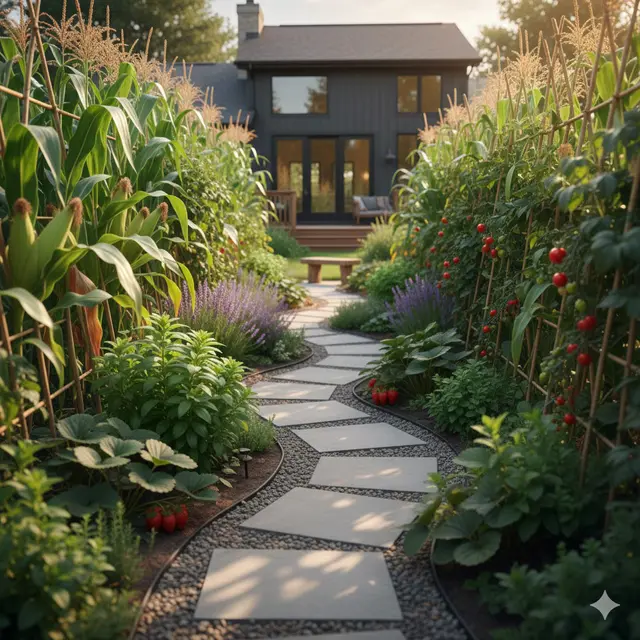 Jalur Setapak Labirin Herba Konsep Kebun Sayur Rumah Belakang dengan Vibe Slow Living
