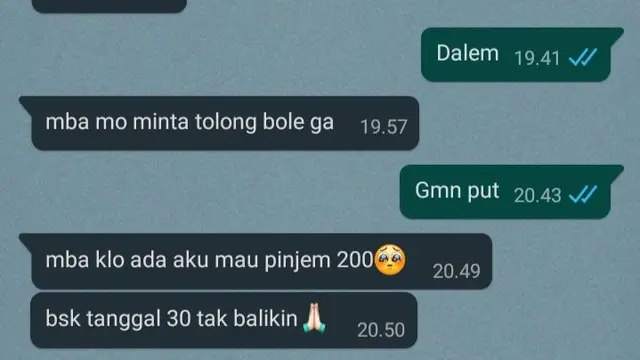 6 Chat Teman Malu-Malu Pinjam Duit Ini Bikin Geleng Kepala