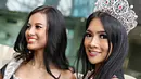 Puteri Indonesia 2015, Anindya Kusuma Putri (kanan) memperlihatkan senyum manisnya, Jakarta, Senin (18/1/2016). Anindya berbagi cerita tentang pengalaman sebagai Puteri Indonesia serta prestasi di ajang internasional. (Liputan6.com/Immanuel Antonius)