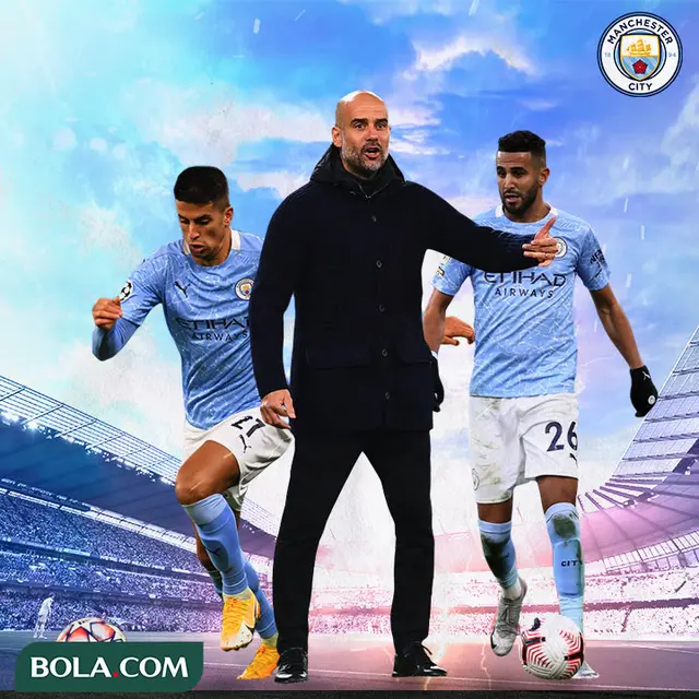 Manchester City - Pep Guardiola, Joao Cancelo, Riyad Mahrez