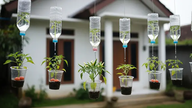 Kebun Gantung dari Gelas Plastik Bekas