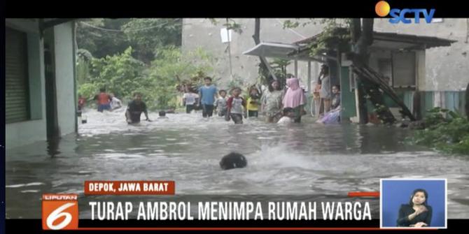 Turap Setinggi 20 Meter Ambrol, Perumahan Tirta Mandala Depok Banjir