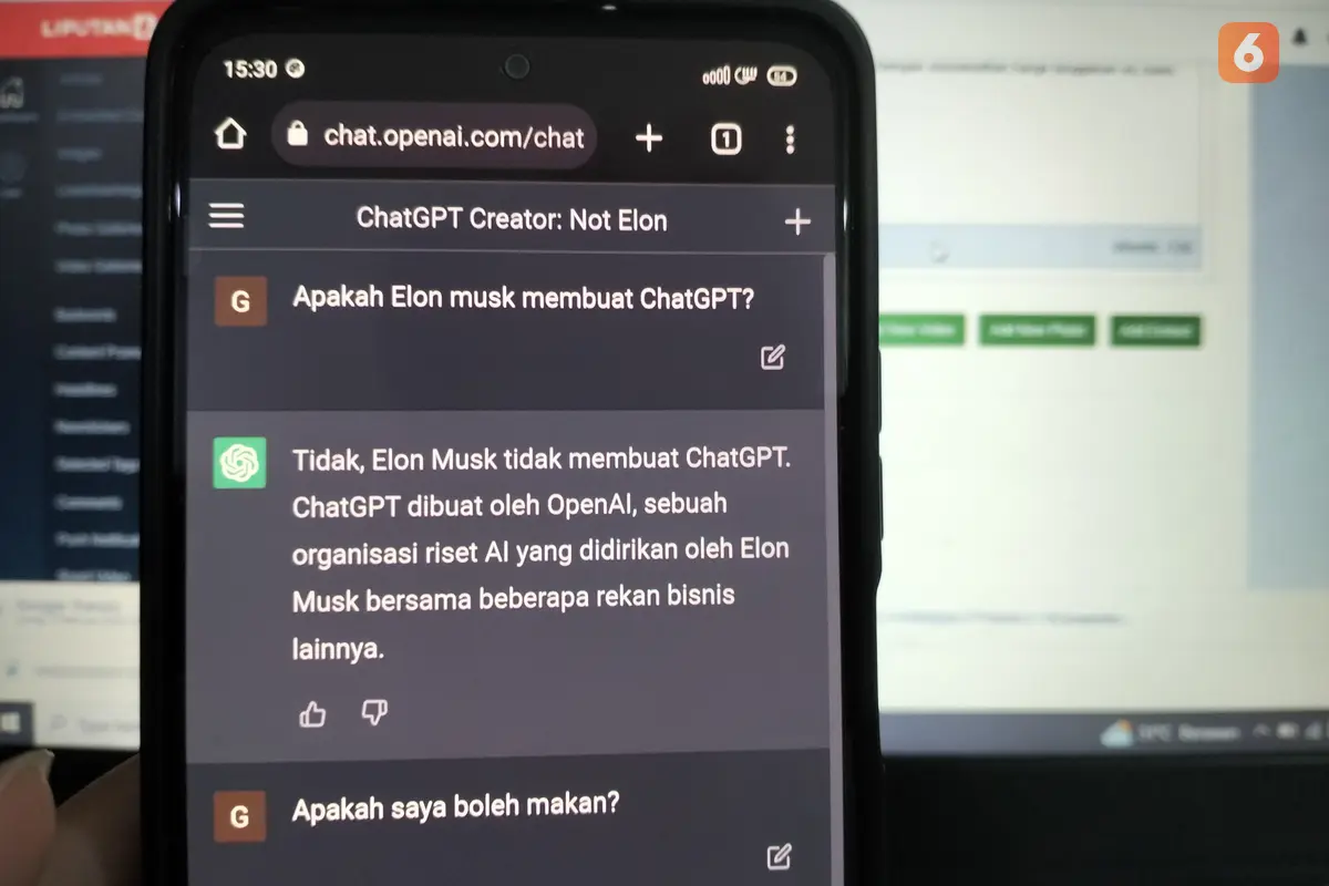 Ilustrasi menggunakan ChatGPT OpenAI di smartphone (Liputan6.com/Giovani Dio Prasasti)