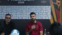 Julian Guevara mewakili Arema FC pada sesi jumpa pers jelang laga Piala Presiden 2026 lawan Persib (Dok. Arema FC)