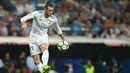 Pemain Real Madrid asal Wales, Gareth Bale hingga saat ini baru mencetak empat gol untuk Los Blancos. Gol tersebut sama dengan dua rekannya yakni Casemiro dan Borja Mayoral. (AFP/Gabriel Bouys)