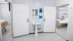 Foto pada 8 Februari 2020, pemandangan interior Rumah Sakit Leishenshan (Gunung Dewa Petir) di Distrik Jiangxia, Wuhan, Provinsi Hubei, China. Rumah Sakit Leishenshan, rumah sakit darurat lainnya di Wuhan, menggunakan desain modular berdasarkan tata letak rumah sakit lapangan. (Xinhua/Xiao Yijiu)