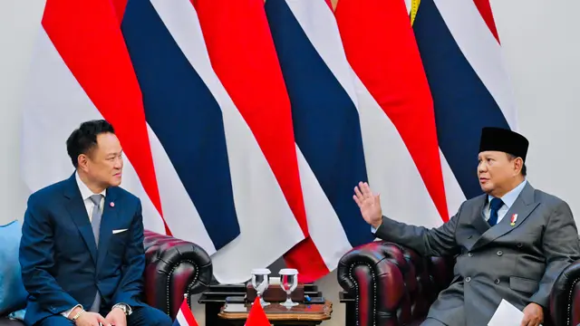 Pertemuan bilateral Presiden Prabowo dengan Perdana Menteri (PM) Thailand, Anutin Charnvirakul di Istana Merdeka, Jakarta, Senin (3/8/2026). (Liputan6.com/Lizsa Egeham).