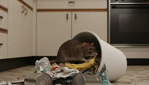 Pengelolaan sampah rumah tangga anti tikus sangat penting mengingat tikus sangat suka berkeliaran di sampah dapur (Gemini AI)
