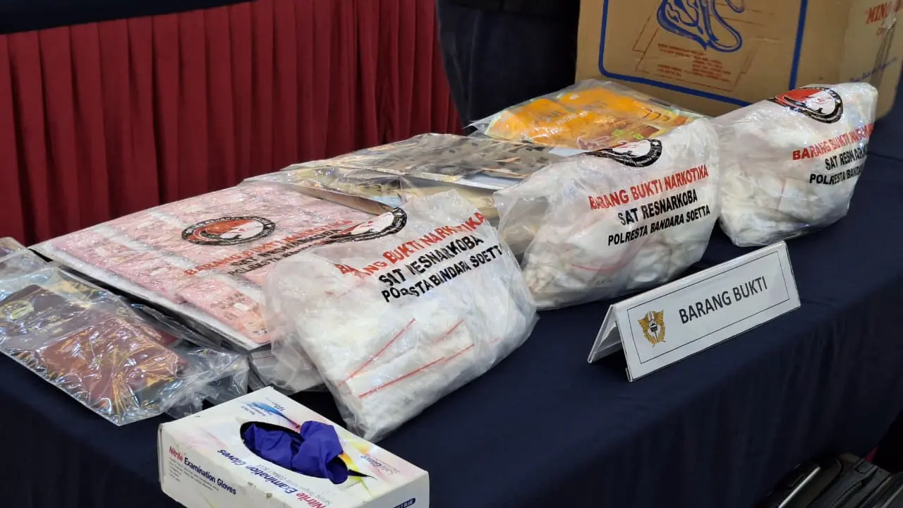 Barang bukti pengamanan narkoba di Bandara Soekarno Hatta.
