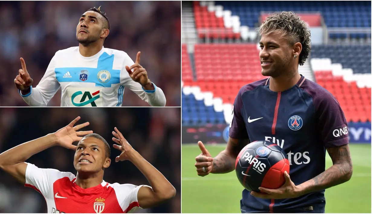 Berikut ini Neymar dan lima bintang di Ligue 1 Prancis musim 2017/2018. (Kolase foto-foto dari AFP)