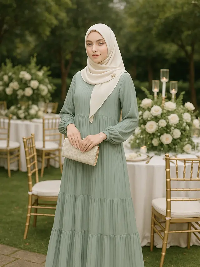 Model Gamis Syari Kekinian Warna Pastel