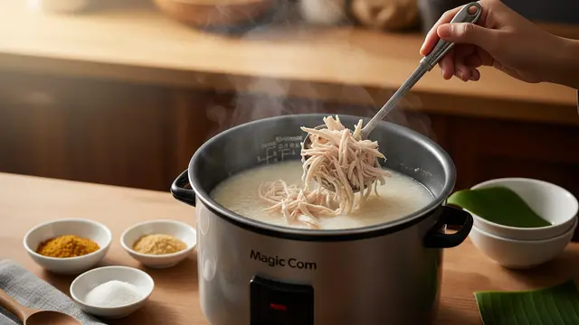 Cara Membuat Bubur Ayam dari Magic Com
