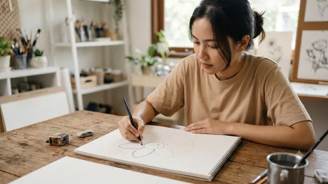 cara menggambar bunga sederhana