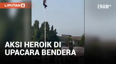 Aksi Heroik Petugas Sound System Panjat Tiang saat Tali Bendera Putus di Upacara HUT RI ke-78