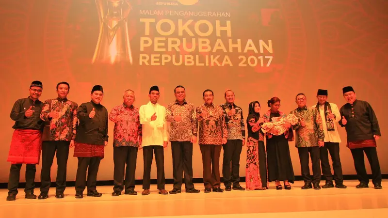 Malam Penganugerahan lima Tokoh Perubahan 2017 dari Harian Republika, di Ballroom Djakarta Theater, Selasa malam (10/4/2018).