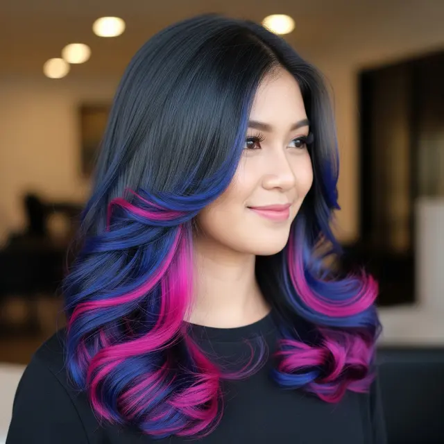 Model Rambut Panjang Peek-a-Boo Layer