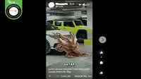 Gambar tangkapan layar&nbsp;video yang diklaim gurita raksasa menghancurkan atap mobil mewah di sebuah parkiran mal di Qatar. (sumber: Facebook)