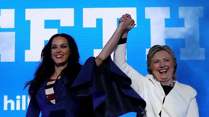 Katy Perry menjadi salah satu pendukung Hillary Clinton. (AFP/Bintang.com)