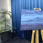 Penampakan lukisan Gunung Ciremai hasil karya Presiden ke 5 RI Susilo Bambang Yudhoyono saat berkunjung ke Cirebon. (Istimewa)