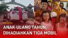 Bocah perempuan mendapatkan hadiah ulang tiga mobil mewah dari ayahnya viral di media sosial.