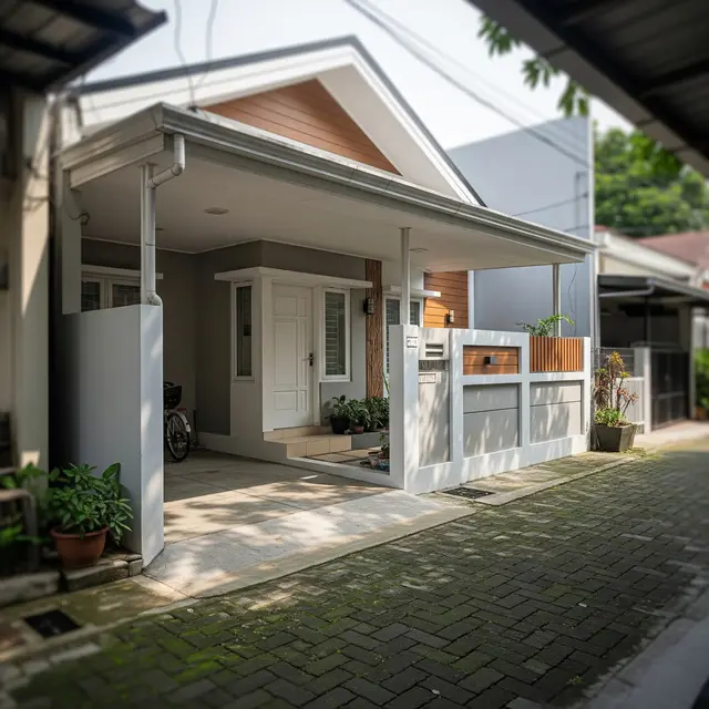 Contoh Rumah 1 Lantai Tipe 36 dalam Gang tapi Ada Carport (AI)