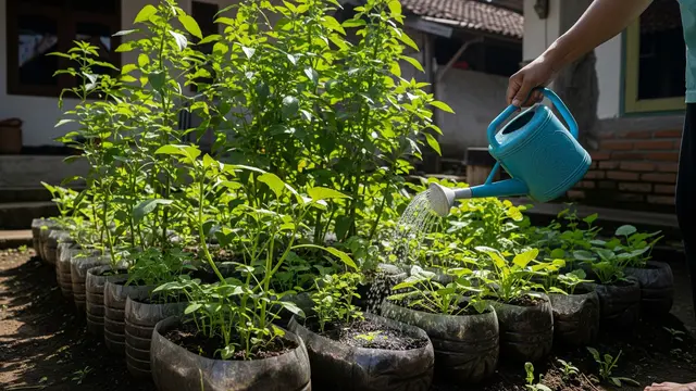 Cara Membuat Kebun Pangan Keluarga dari Galon Bekas/AI Generated