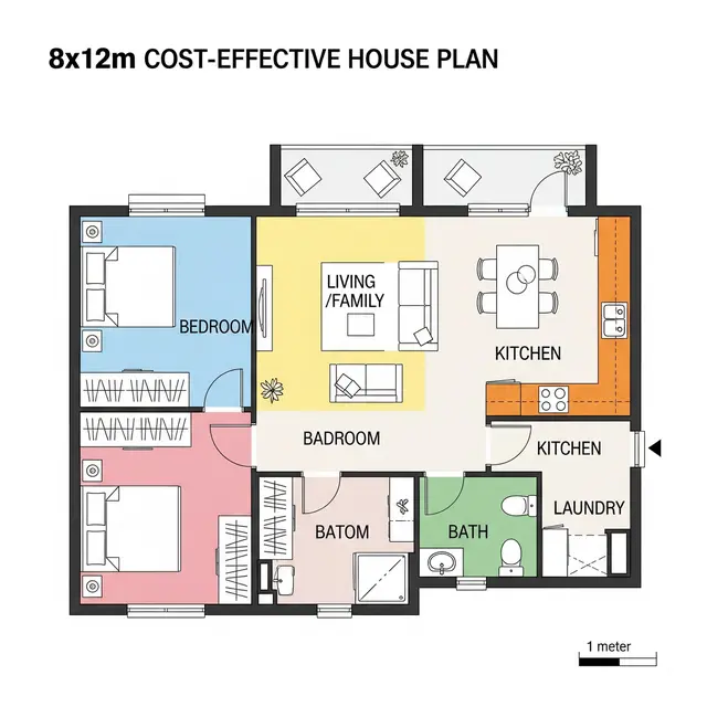 Model Rumah 8x12 Modern 2025 Hemat Budget dengan 2 Kamar. Gemini