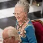 Ratu Margrethe II dari Denmark menghadiri perjamuan gala di Istana Christiansborg. (AFP)