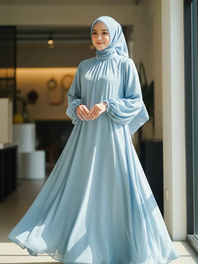 9 Model Gamis Chiffon Flowy Terbaru, Tampil Anggun dan Modern