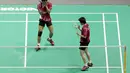 Ekspresi bahagia Tontowi/Liliyana usai juara Asia Championship 2015 di di Wuhan Sports Center Gymnasium, Minggu (26/4/2015).  (Reuters/China Daily)