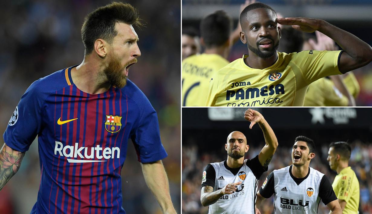 Berikut ini deretan top scorer La Liga Spanyol 2017/2018 hingga pekan kesembilan. (Kolase foto-foto dari AFP)