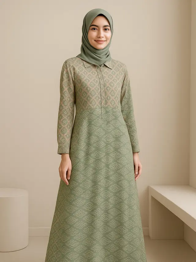 Model Batik Muslim Kekinian yang Bisa Dipakai Santai Sehari-hari/ Ilustrasi gambar oleh AI