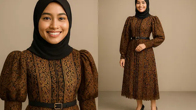 Model Batik Brokat Lengan Gelembung Bervolume Anggun dan Trendi di 2025/Ilustrasi gambar AI