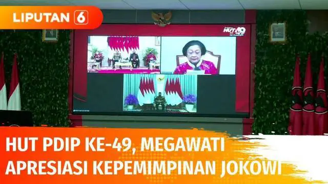 VIDEO: HUT PDIP Ke-49, Megawati Soekarnoputri Apresiasi Kepemimpinan Jokowi
