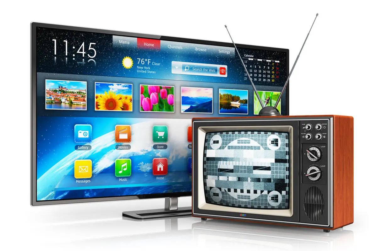 Ilustrasi tv digital dan tv analog