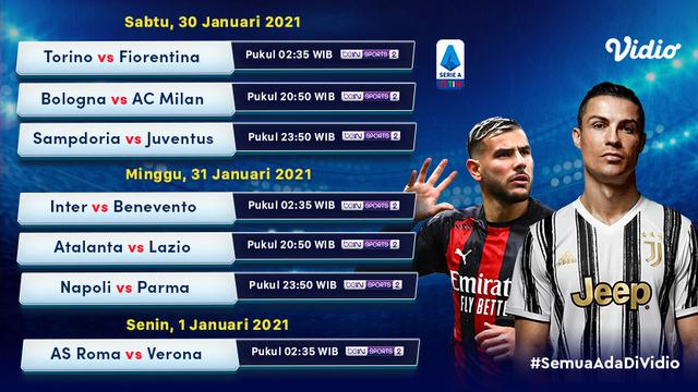 Jadwal Liga Italia pekan 20 di Vidio