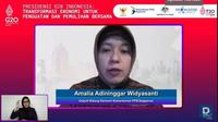 Deputi Bidang Ekonomi Kementerian PPN/Bappenas Amalia Adininggar Widyasanti, dalam webinar Presidensi G20 Indonesia : Transformasi Ekonomi untuk Penguatan dan Pemulihan Bersama, Kamis (24/2/2022).