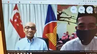 Duta Besar Singapura untuk Indonesia, Anil Kumar Nayar memberi ucapan kepada anak-anak dan staf YBKNA melalui Skype, dalam acara Bukber Virtual. (Kedutaan Singapura)