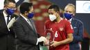 Timnas Indonesia mendapat gelar hiburan sebagai tim fair play selama berlangsungnya Piala AFF 2020. (AP/Suhaimi Abdullah)
