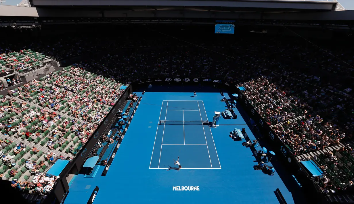 Suasana pertandingan putaran pertama Australian Open 2017 yang mempertemukan Andy Muray asal Inggris dengan Illya Marchenko dari Ukraina di Rod Laver Arena Melbourne, Australia, (16/1). (AP Photo/Aaron Favila)