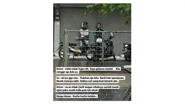 Momen Saat Driver Ojek Online Lupa Bawa Jas Hujan Ini Bikin Senyum-Senyum