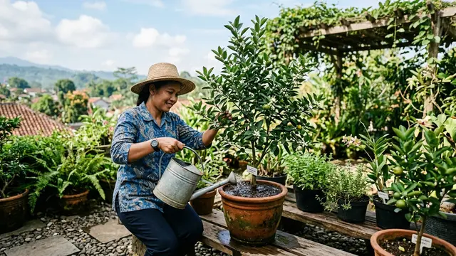 Cara Membuat Tanaman Jeruk dalam Pot Cepat Berbunga (AI Generated)