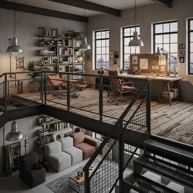 Desain Rumah Mezzanine Modern dengan Workspace Cozy di Atas