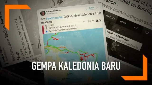 Gempa dahsyat mengguncang Kaledonia Baru. Gempa magnitudo 6,8 tidak menyebabkan potensi tsunami.
