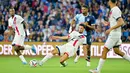 PSG menyambangi Le Havre di Stade Oceane dalam laga pekan pertama Ligue 1 2024/2025. Les Parisiens menang 4-1. (AFP/Lou Benoist)