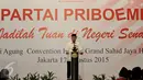 Ketua Umum Partai Priboemi, Muhardi menyampaikan pidato saat deklarasi Partai Priboemi di Jakarta, Senin (17/8/2015). Tepat di Hari Kemerdekaan, partai berlogo simbol Kerajaan Majapahit itu mendeklarasikan sebagai partai baru. (Liputan6.com/Johan Tallo)