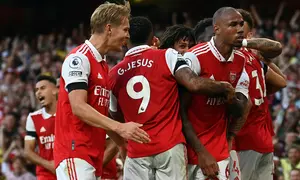 Setelah melewati pekan ke-10 Liga Inggris musim 2022/2023 ini, Arsenal menjelma menjadi kekuatan super yang sementara memuncaki klasemen sementara. Performa apik The Gunners tak lepas dari penampilan memukau 3 pemain bernama depan Gabriel, Gabriel Jesus, Gabriel Martinelli dan Gabriel Magalhaes. Termasuk mereka, ada 8 pemain bernama depan Gabriel yang pernah bermain di Liga Inggris. Siapa saja? Berikut uraiannya. (AFP/Glyn Kirk)