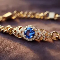 Gelang Rantai Emas Islami dengan Batu Permata/AI