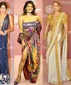 Gigi Hadid muncul di karpet merah mengenakan sari berwarna gading dan emas yang cantik karya desainer Abu Jani Sandeep Khosla. [Foto: IG/vogueindia].