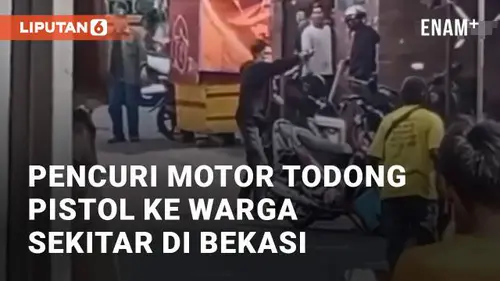 VIDEO: Detik-detik Pencuri Motor Todong Pistol ke Warga Sekitar di Bekasi